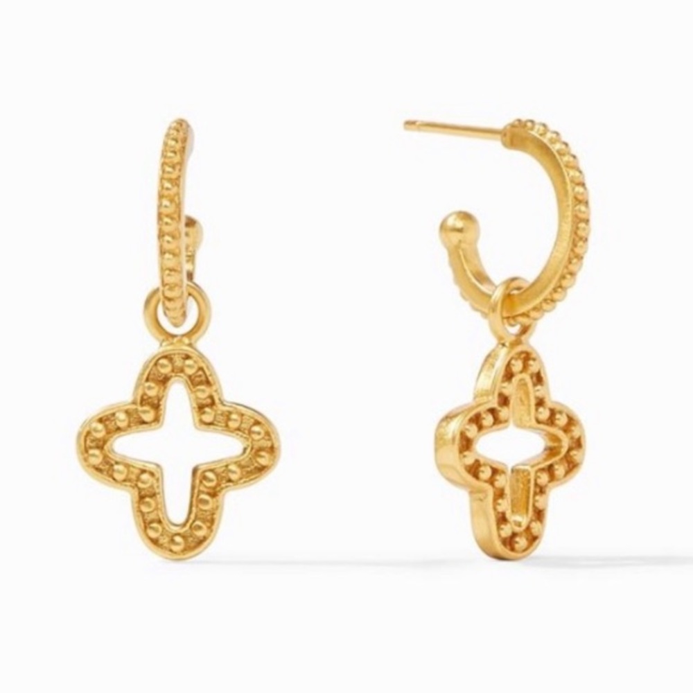 NWOT Julie Vos Gold Dangle Florentine Cross Earrings